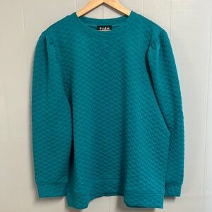 Fate Teal Textured Blouse Puff Sleeve 1XL